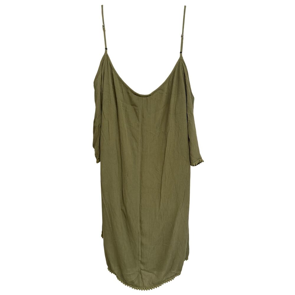 NAIF Women Plus Size Tunic Dress 2X Cold Shoulder Green Lined Cold Shoulder New - Picture 5 of 11